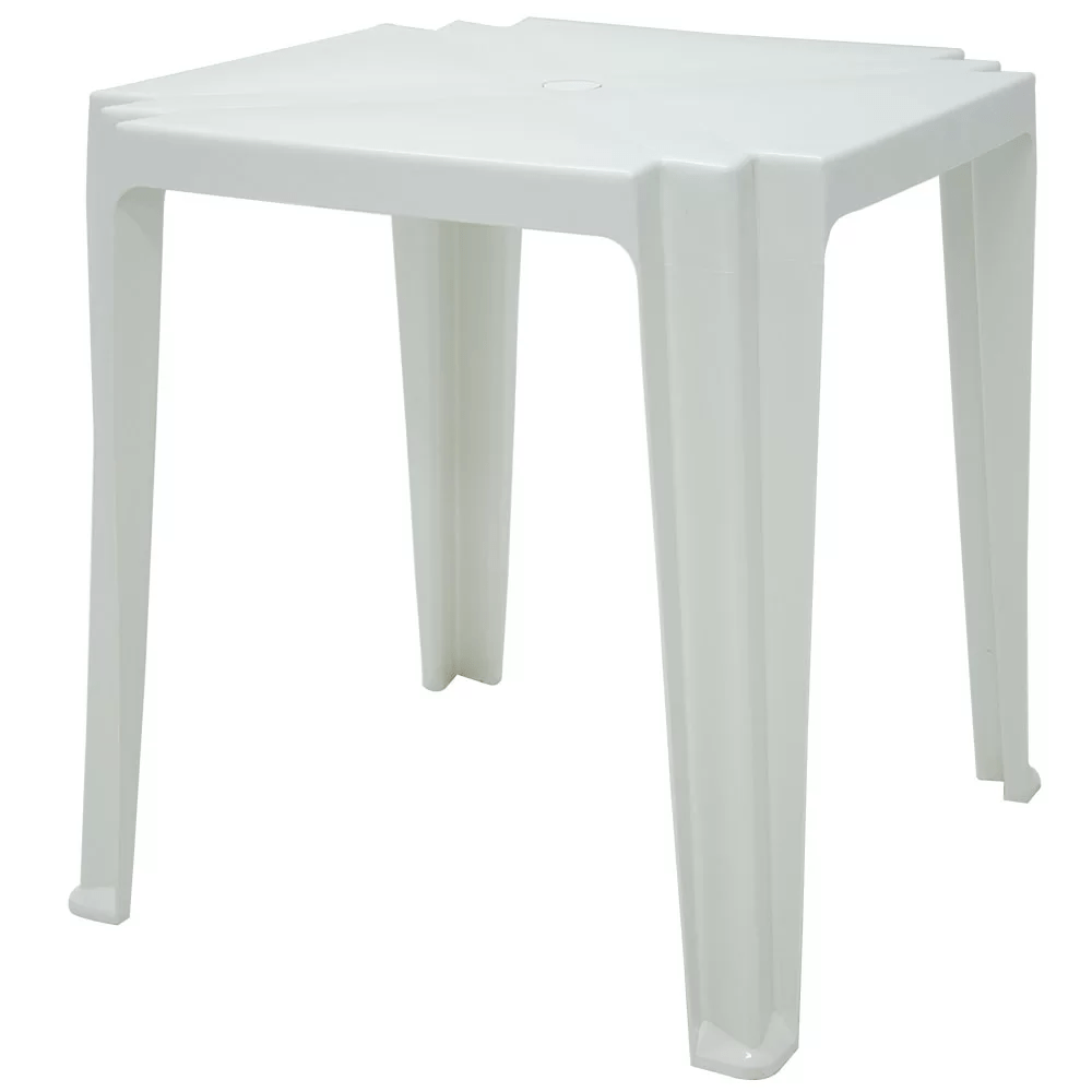 Conjunto de 1 Mesa com 4 Cadeiras sem Braço Branco Gelo REI DO PLÁSTICO