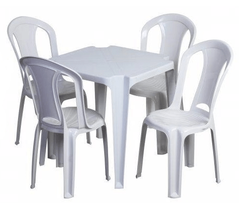 Jogo Mesa Monobloco Quadrada C 4 Cadeiras Branca Multiuso Lar Plastico -  Shop Tintas