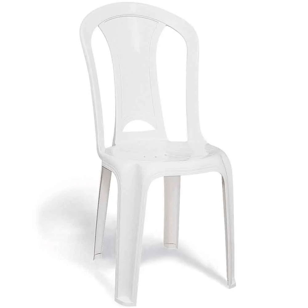 Conjunto de 1 Mesa com 4 Cadeiras sem Braço Branco Gelo REI DO PLÁSTICO