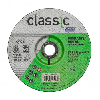 DISCO DE DESBASTE CLASSIC BDA600 7 X 1/4 X 7/8" - 180 X 6,4 X 22,2 MM