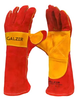 Luva Soldador Premium Reforçada Até 350°c Vermelha - GALZER