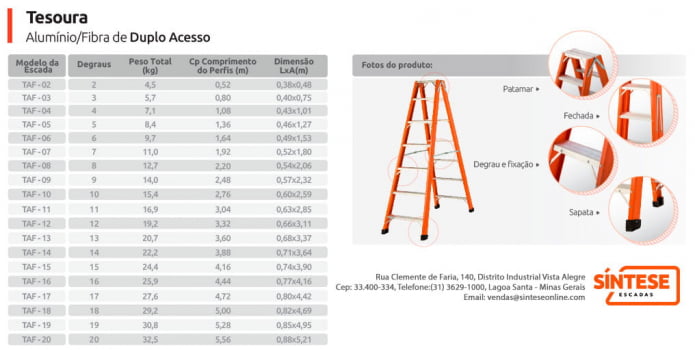 Escada de Fibra Tesoura Duplo Acesso TAF - SINTESE