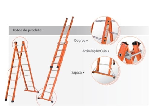 Escada Extensível Tesoura com Degrau Vazado ETAF - SINTESE