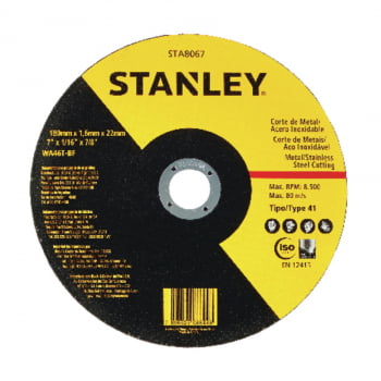 DISCO DE CORTE FINO - METAL / INOX 7" X 1,6MM X 7/8" STA8067 - STANLEY