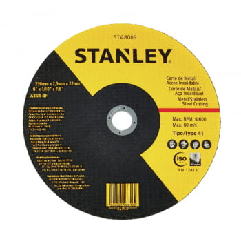 DISCO DE CORTE FINO - METAL / INOX 9 X 2,5MM X 7/8 STA8069 - STANLEY