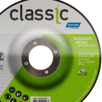 DISCO DE DESBASTE CLASSIC BDA600 4.1/2 X 1/4" X 7/8" - 115 X 6,4 X 22,2 MM