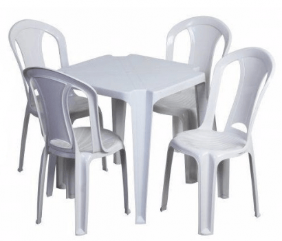 Conjunto de Mesa 4 Cadeiras Plastico Inovar Cestaplus Branca