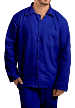 Camisa de brim Uniforme 100% algodão Manga longa - Azul