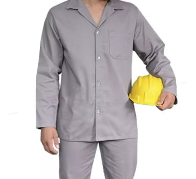 Camisa de brim Uniforme 100% algodão Manga longa - Cinza