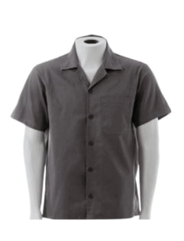 Camisa de brim Uniforme 100% algodão Manga Curta - Cinza